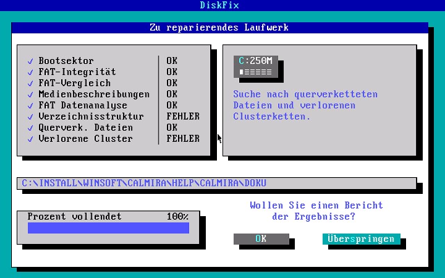 DiskFix ist ein Ersatz f&uuml;r Scandisk...
