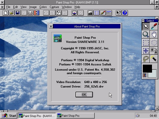 Paintshop Pro 3.11 bearbeitet Bilder<BR>(zum Anzeigen gibt's IrfanView und XNview)
